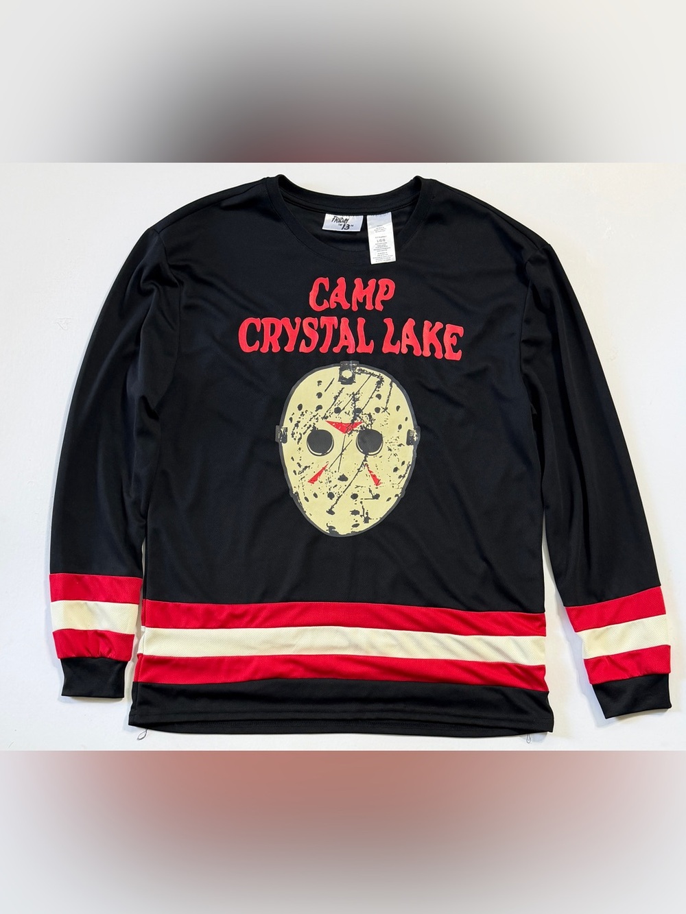 Friday The 13th Hockey Jersey Mens Size L Black Camp Crystal Lake Jason